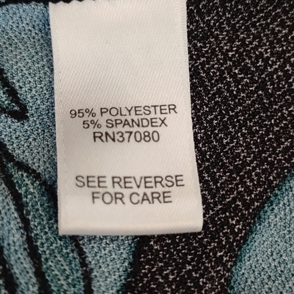 Cato Top Blouse Womens Teal Blue Black Floral Mock Neck Ruched Shoulder Sz 18/20 - Picture 10 of 10